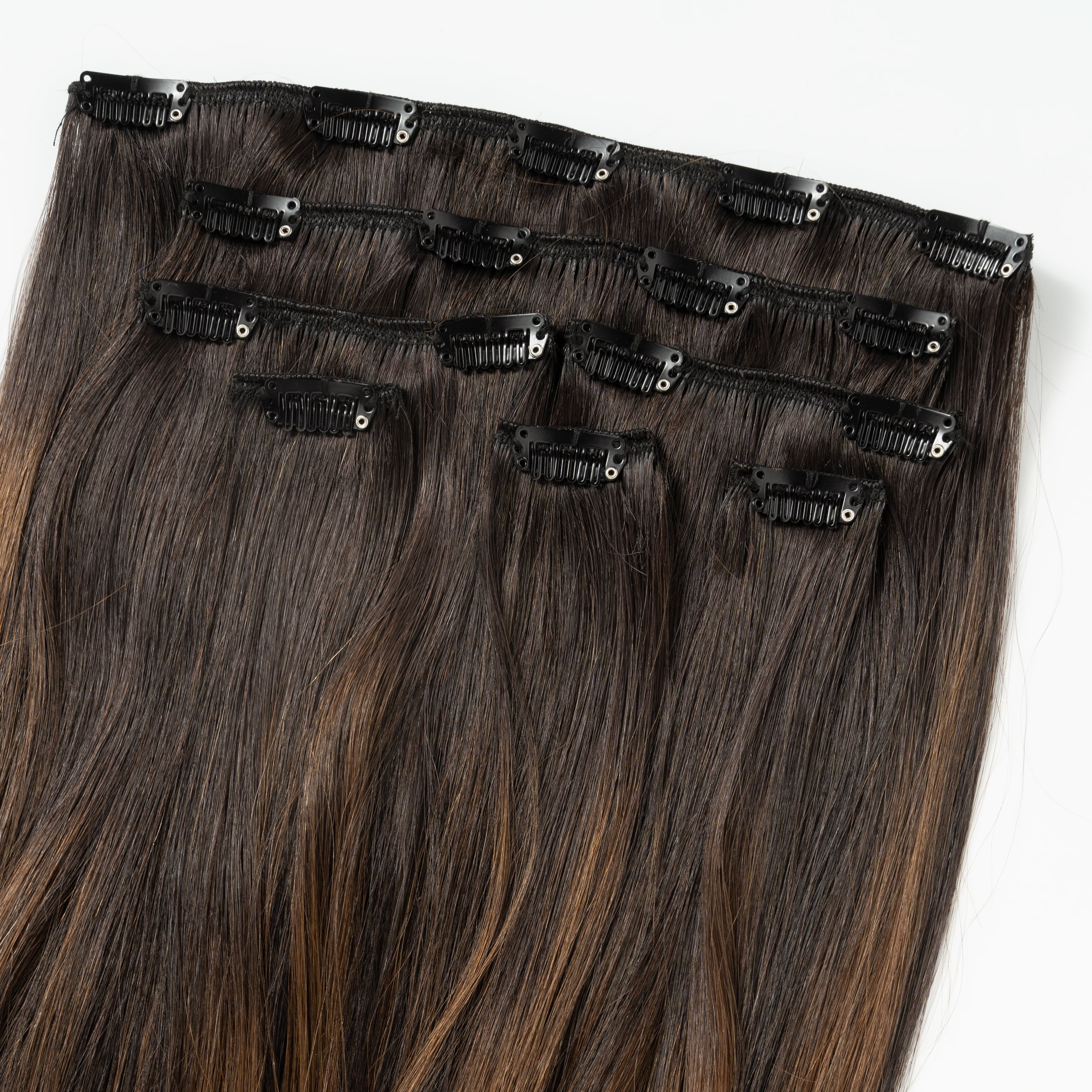 Clip In - Dark Chocolate Brown Balayage 1A+4